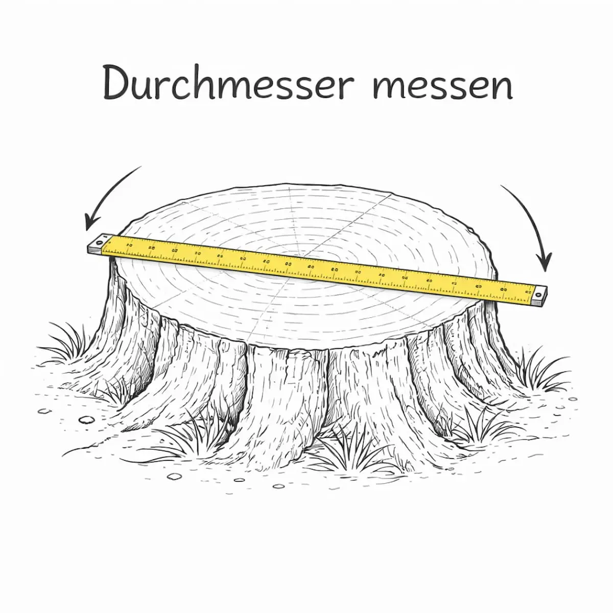 So messen Sie Ihren Baumstumpf richtig — Skizze mit Zollstock